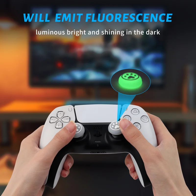 6 sztuk Glow in Dark silikonowy uchwyt na kciuki czapki dla PS4 PS5 Xbox Switch Pro Luminous Gamepad uchwyt joysticka Protector