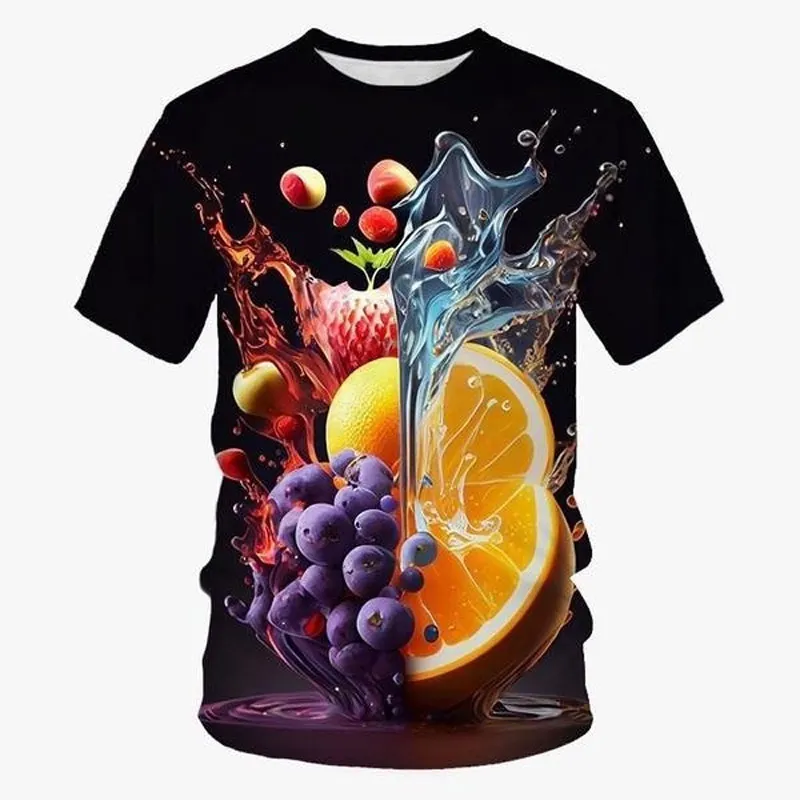 Fashion Creative New Fun Fruit graphic t shirts For Unisex Summer Trend Casual Hip Hop Street Style Printed Round Neck Daily Tee