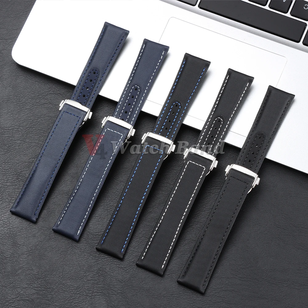 Nylon Watchband 20mm 22mm for Omega Seamaster 300 Watch Strap for Speedmaster AT150 Folding Buckle Men Sport Canvas Bracelets
