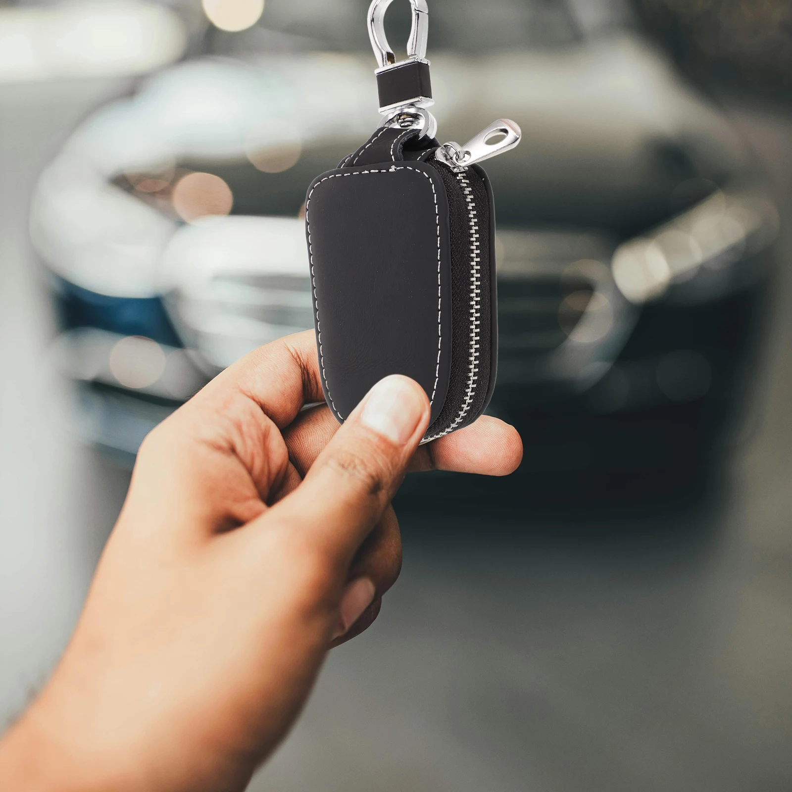 

Case Zipper Car Key Bag Small Protector Pouch For Men Women Universal Fit Automotive Key Cover