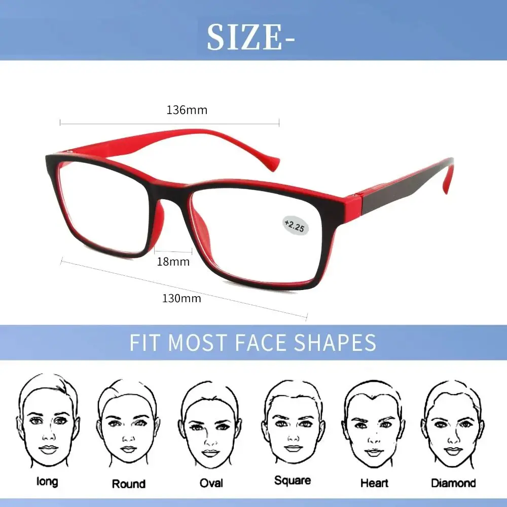 Portable PC Reading Glasses Decorative Glasses Brown Grey Red Blue Frame Glasses Rectangle Anti Blue Light Eyeglasses Readers