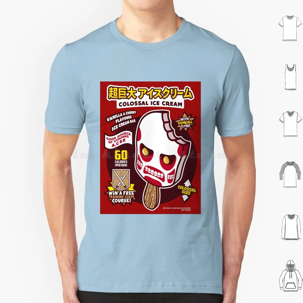 Colossal Ice Cream T Shirt Big Size 100% Cotton Colossal Titan Shingeki No Kyojin Beastly Ice Cream Beast Titan