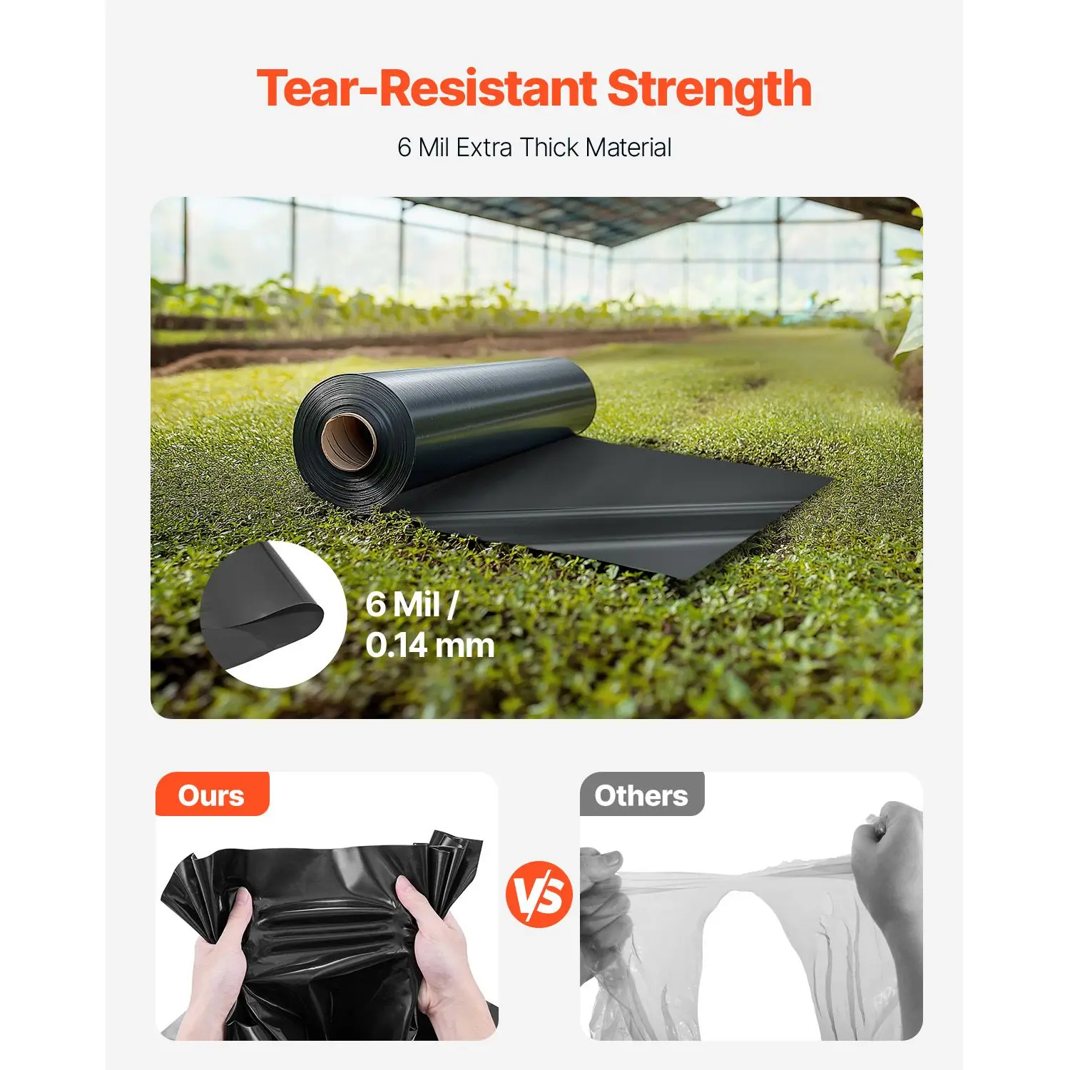 Plastic Sheeting Heavy Duty 10' x 100', 6 Mil Thick Plastic Sheeting Roll, Plastic Drop Cloth Painters Tarp, Polyethylene Covering for Crawl Space Vapor Barrier, Multi-Purpose, Black