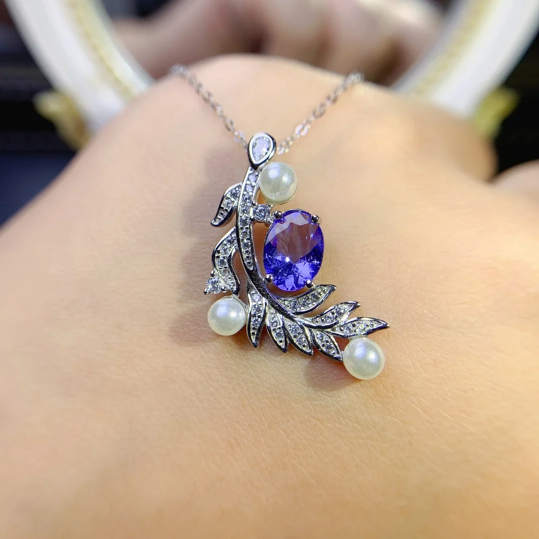 

Natural Tanzanite Treasure Necklace 925 Silver Ladies Gem Crystal All Clean 925 Silver Free Shipping Jewelry Certified Boutique