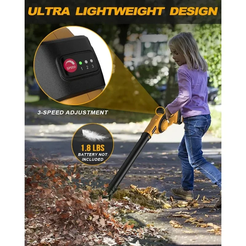 ضمان الأصالة. منفاخ أوراق الشجر الصغير اللاسلكي 200 ميلا في الساعة منفاخ أوراق كهربائي صغير محمول 21 فولت مع بطارية وشاحن، خفيف #5