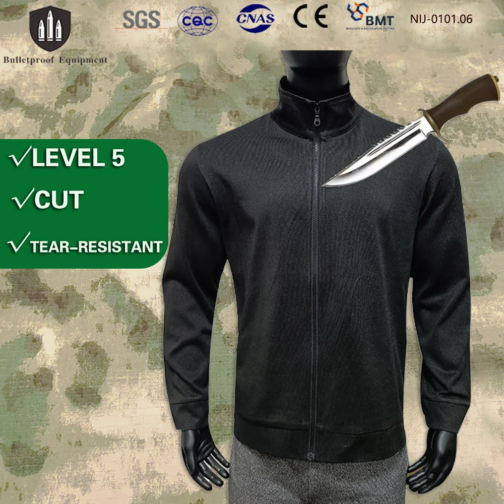Chaqueta táctica anti-corte EN388 CE transpirable negra ripstop - imagen 4