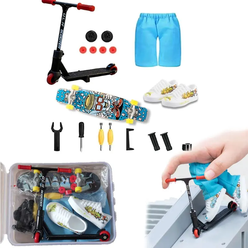 

5Pcs/Set Creative Pattern Fingerboard Toys Finger Scooter and Pant Shoes Kits Novelty Desktop Sport Game Fidgets Toy for Men Boy