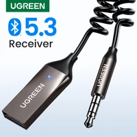 UGREEN-receptor Bluetooth 5,3, adaptador manos libres para coche, Kits de Audio AUX, Jack de 3,5mm, receptor inalámbrico de música para coche, transmisor BT