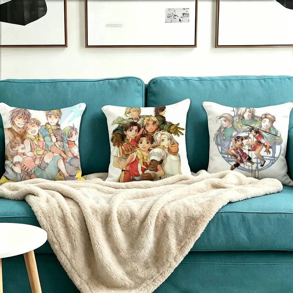 S-SuikodenS MOIVE Pillow Case Square Double-Sided Sofa Cushion Cover Bedroom Bedside Pillow