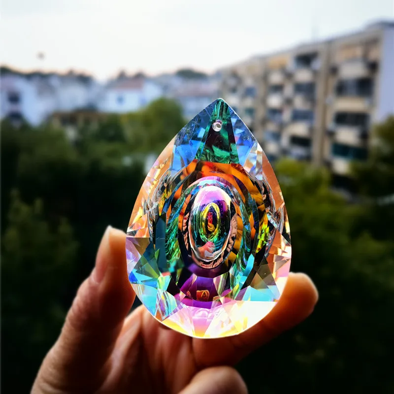 Top Quality 76mm Rainbow Crystal Window Suncatcher Rainbow Maker Pendants Outdoor Christmas Tree Hanging Wedding Home Decoration