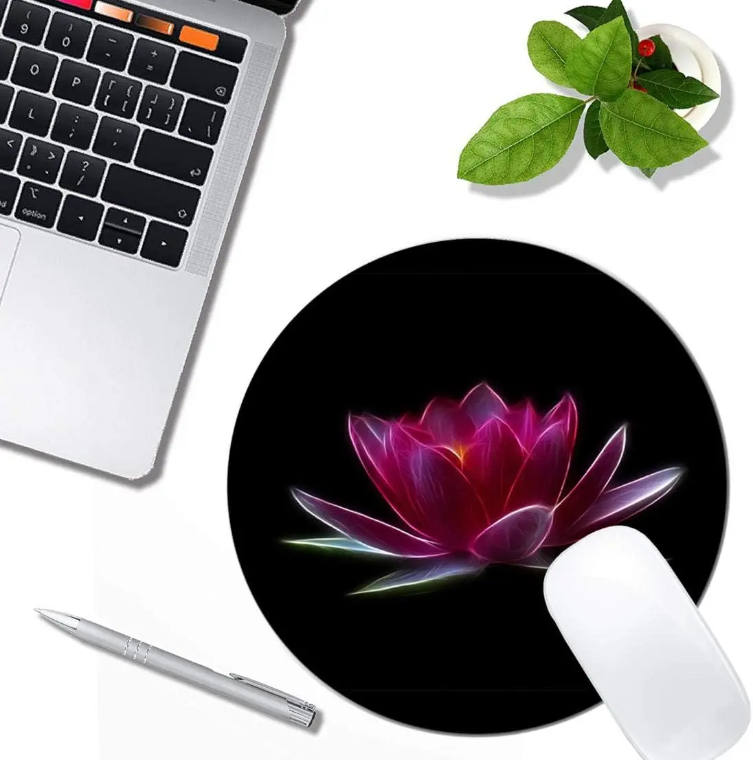 Flower Water Plant Mouse Pad Round Non-Slip Rubber Mousepad Laptop Office Computer Decor Cute Desk Accessories Design Mouse Pad