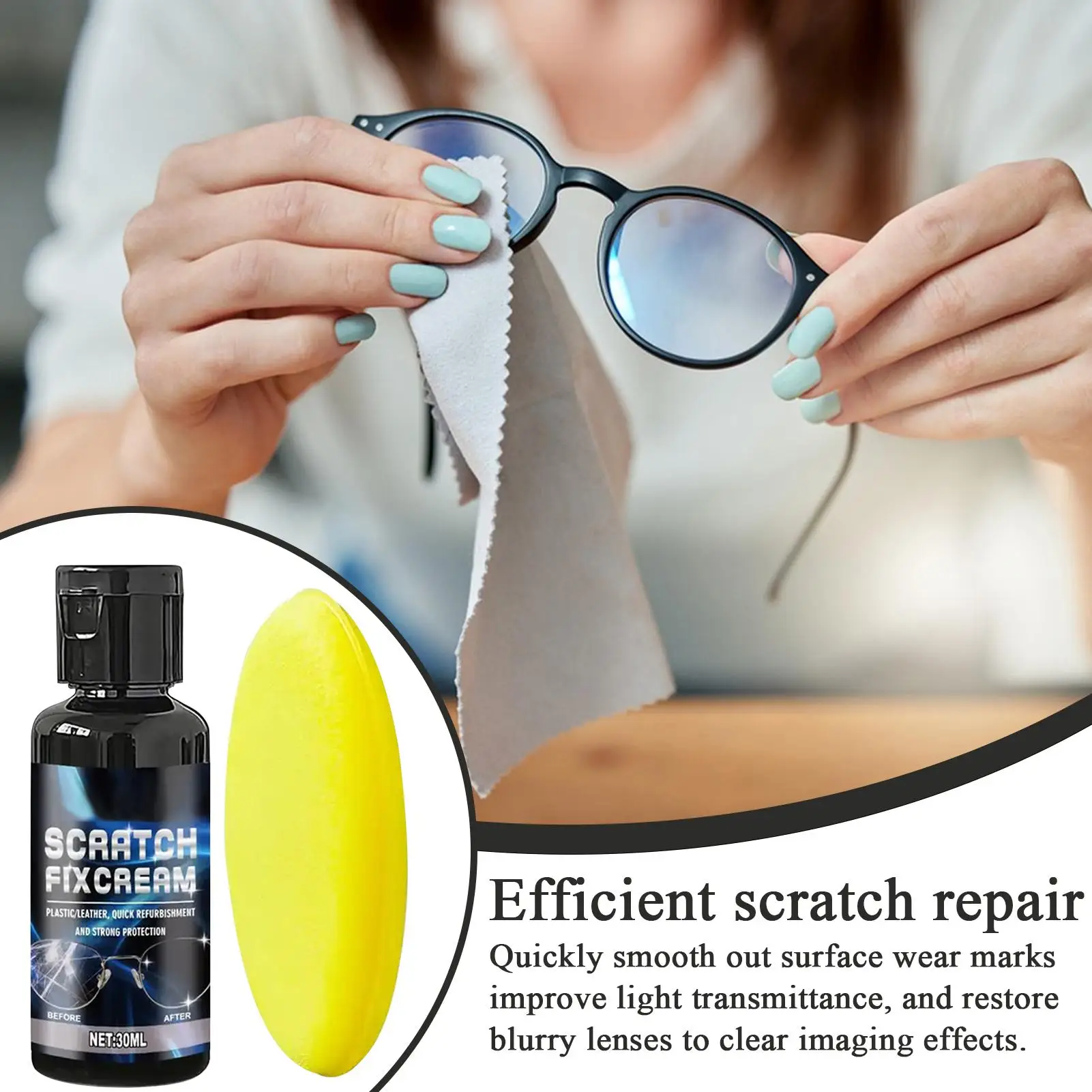Multi-Purpose Glass & Lens Scratch Repair Kit Glass Lens Scratch Repair Polishing Cream Restores Clarity Anti-Scratch Care