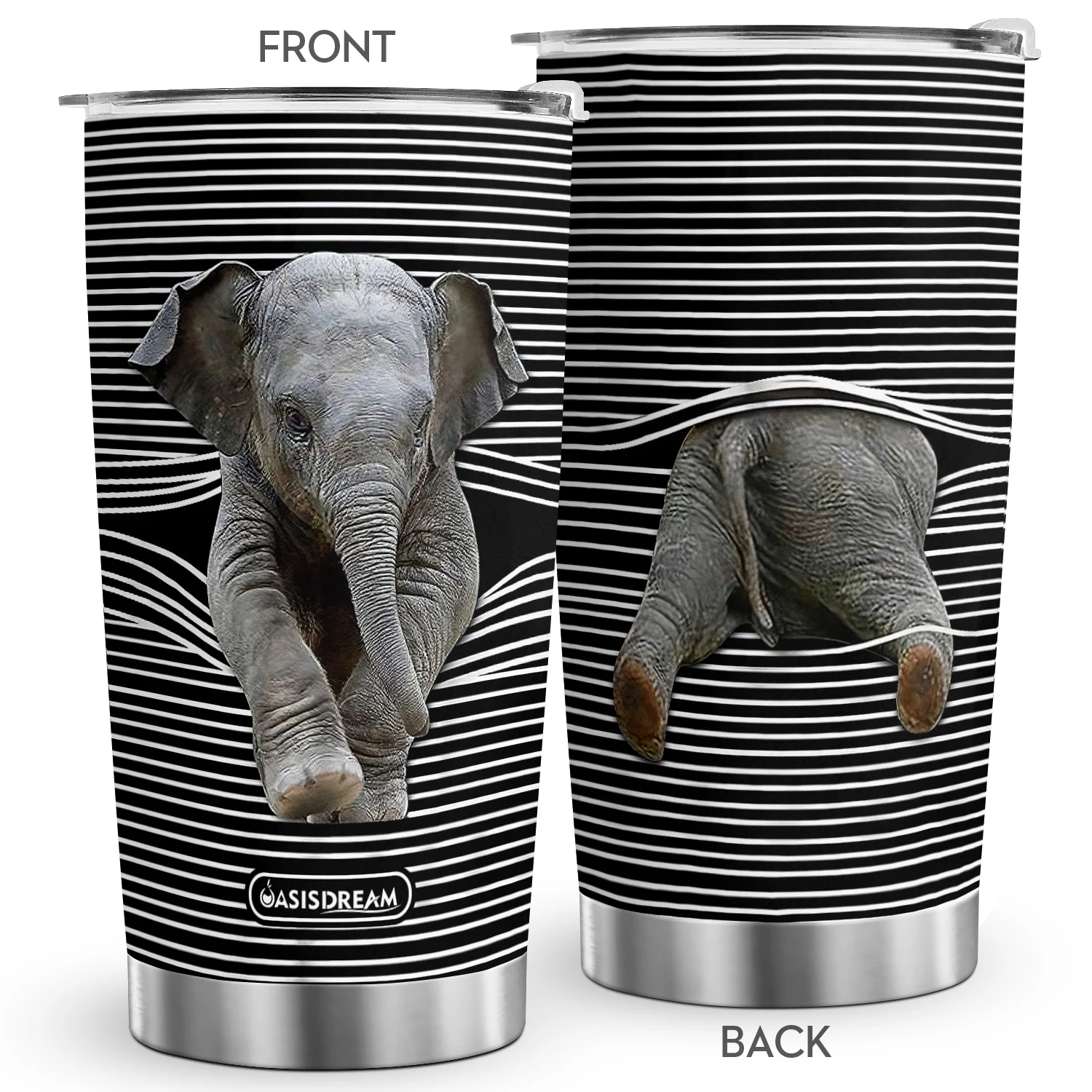 1pc 20oz Cute Elephant Tumbler Insulated Coffee Cup Beverage Container Travel Mug with Lid Double Wall Stainless Steel Cup