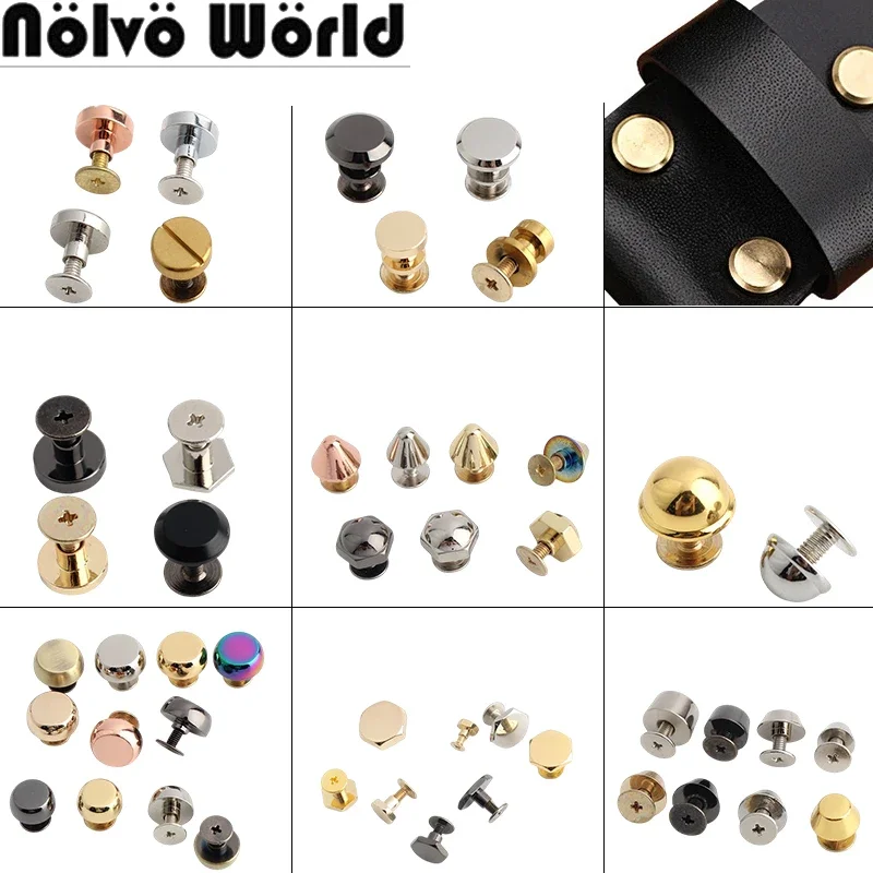 Solid Nail Metal Screw Back Rivets For Shoes Handbag Wallet Bags Belt Strap Garment Feet Bottom Decoration Hardware Accessories