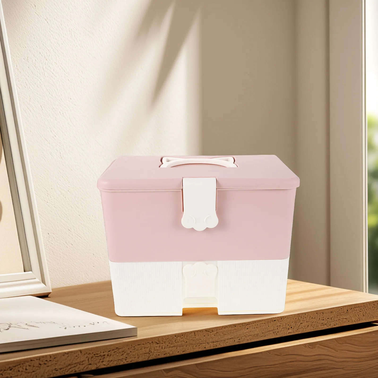 Professional Nail Box Organizer Case Dual-Layer Nail Tools Storage Box Moistureproof Portable Manicure Case for Home Service