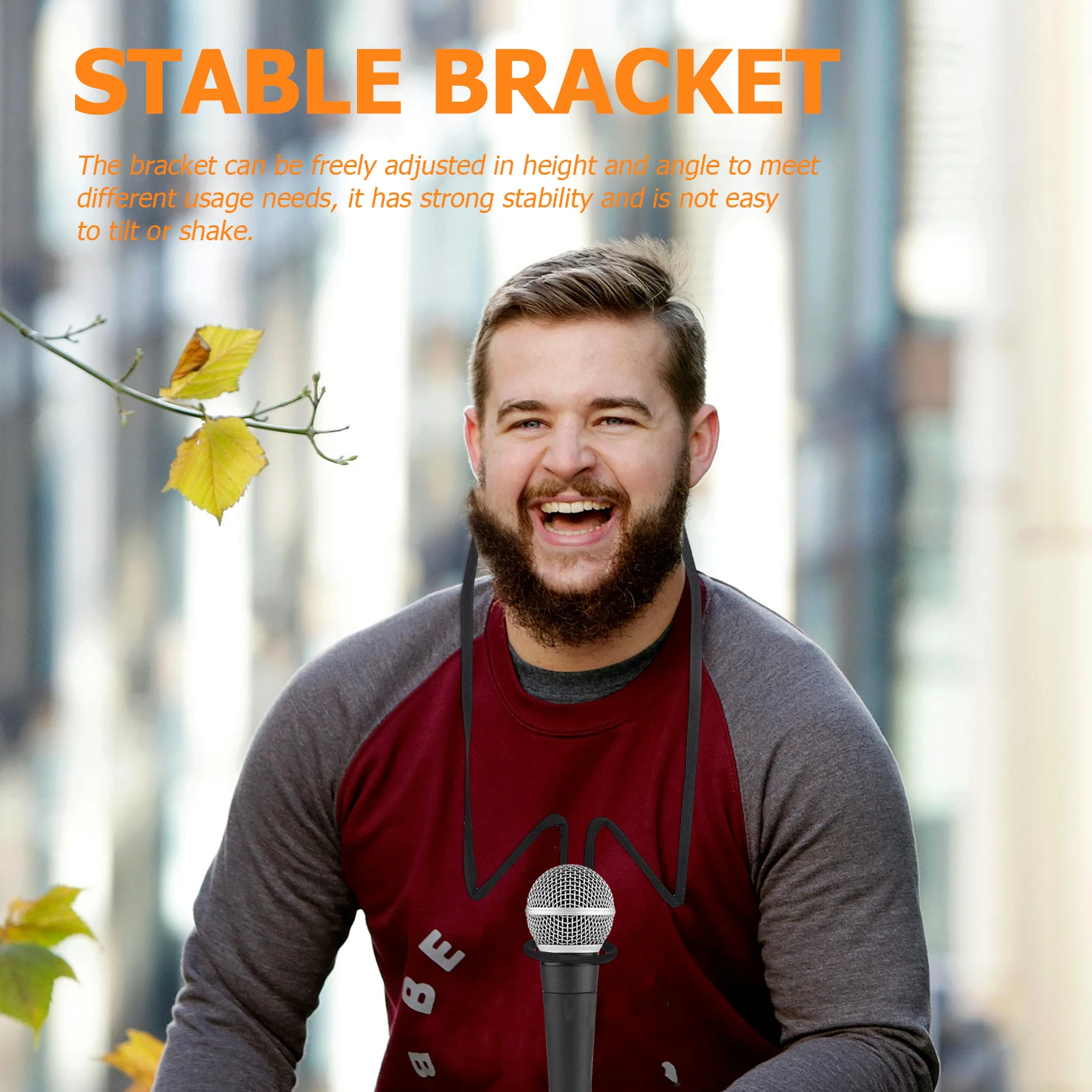 

Neck Hanging Microphone Holder Adjustable Stable Metal Mic Holder Convenient Mic Rack for Speech Stage Use and Practice