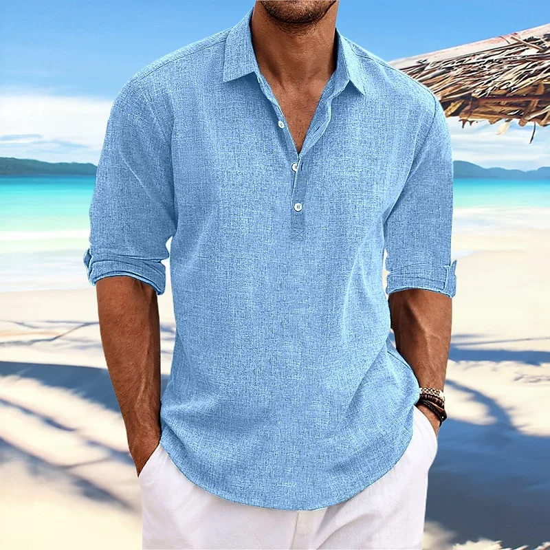 

Men's 2026 New Summer Pullover Youth Fashion Loose Long-sleeved Home Casual Shirt