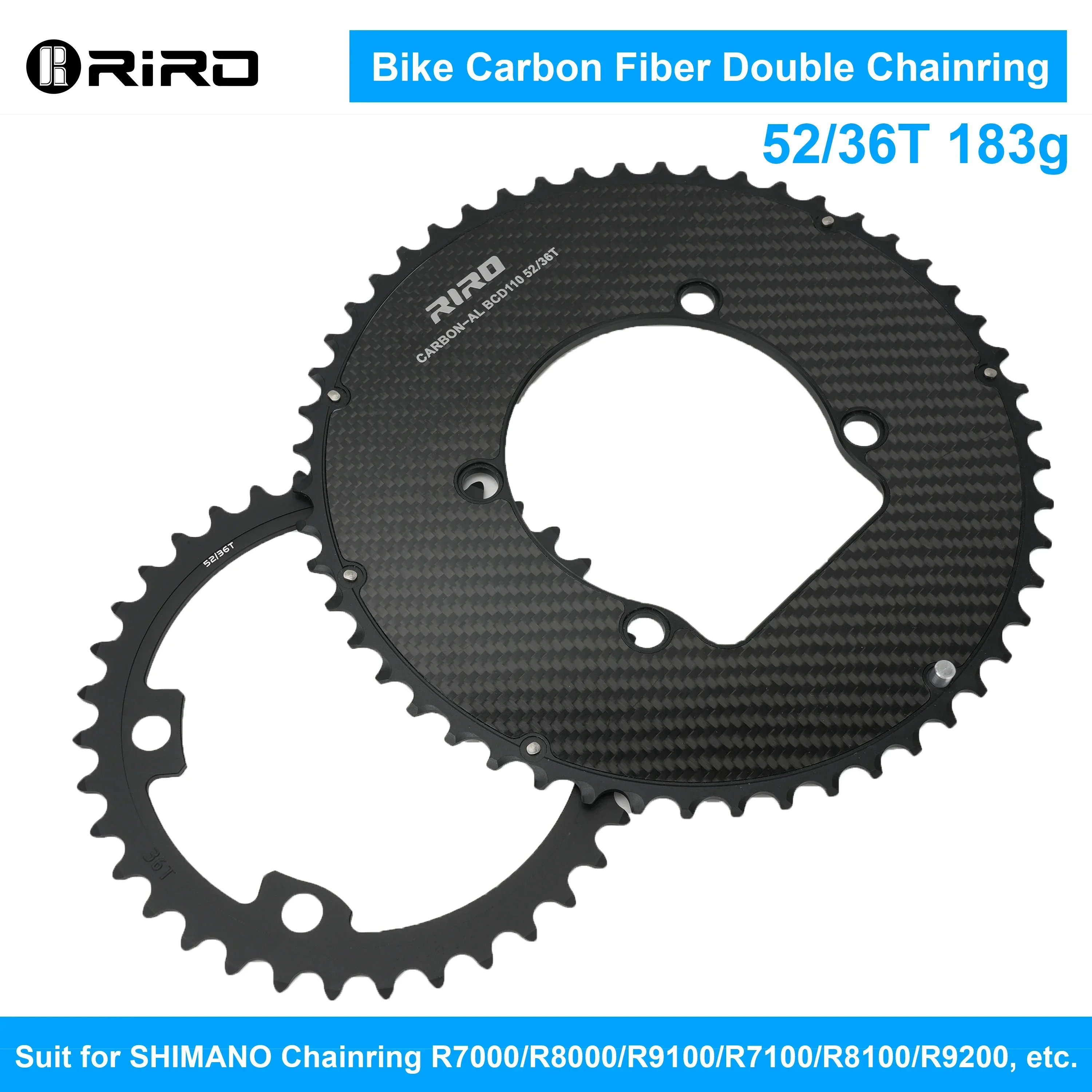 RIRO Road Fiets Kettingblad voor Shimano R7100 R8100 R9200 R7000 R8000 Lichtgewicht Carbon Vouwfiets Kettingblad 110Bcd Kroon