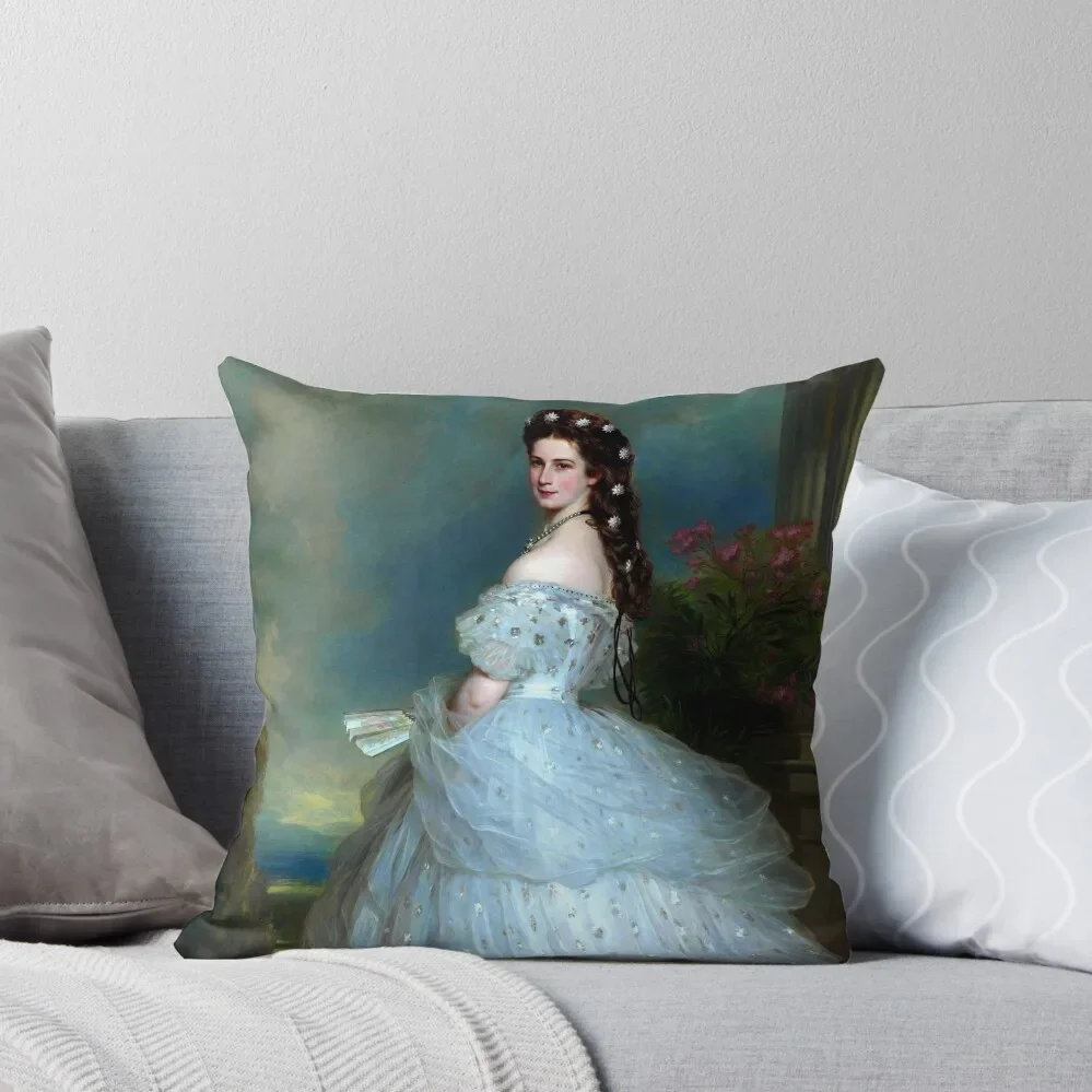 

Portrait Of Empress Elisabeth of Austria by Franz Xaver Winterhalter-The Bavarian Rose — Empress Sissi. Ceremonial Throw Pillow