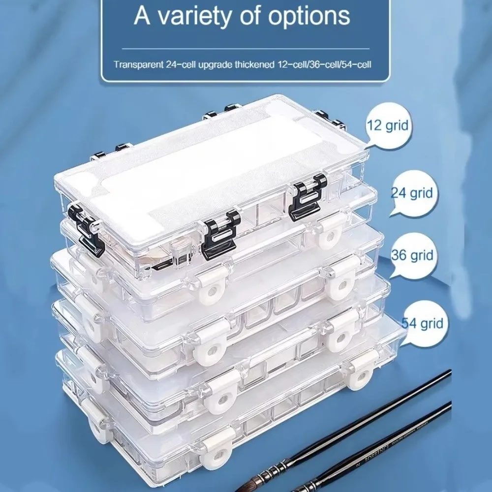 12/24/36 Wells Paint Palette Tray Airtight Leakproof Portable Paint Tray Box Half Pans Empty Watercolor Palette Box