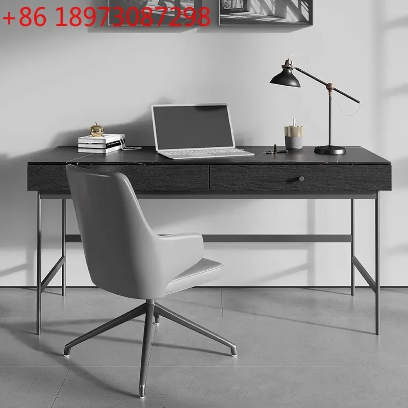 Italian minimalist rock slab desk Nordic solid wood simple modern home desktop computer desk