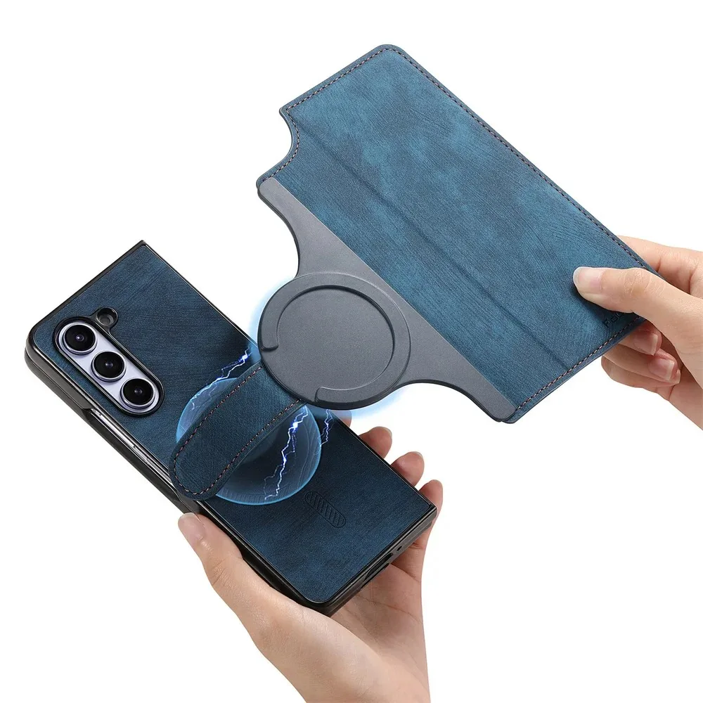 2 in 1 Detachable Card Solt Wallet For Magsafe Magnetic Phone Case For Samsung Galaxy Z Fold 6 5 Fold6 Fold5 5G PU Leather Cover