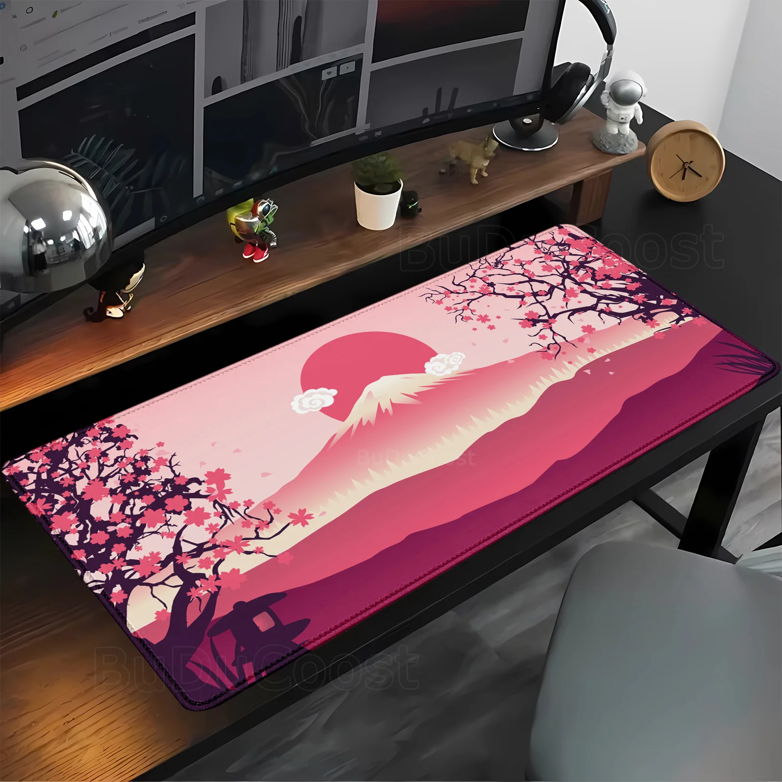 HD Natural Landscape Anime Sakura Scenery Pink Mousepad Japan Mount Fuji Cherry Blossoms Desk Mat Office Accessories Mouse Pad