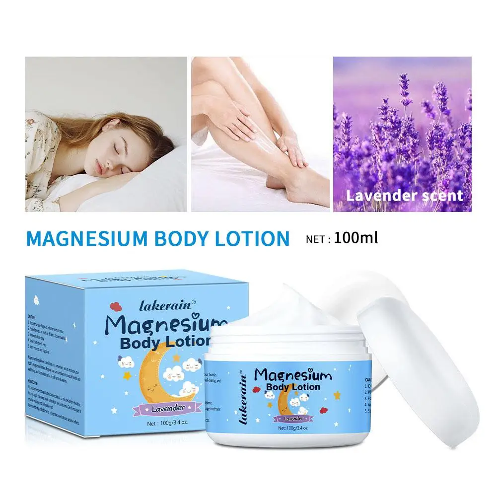 100g loção corporal de magnésio hidratante calmante refrescante anti lavanda loção de cuidados envelhecimento corpo perfumado sleepi n1o0