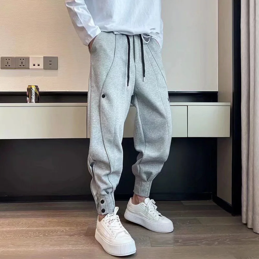 الهيب هوب نمط Sweatpants للرجال ، رمادي عداء ببطء السراويل ، المسار السراويل