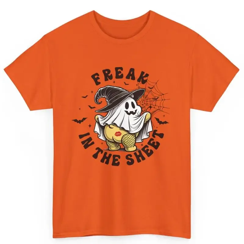 Halloween Boo Ghost Freak In The Sheet Funny Cotton T Shirt