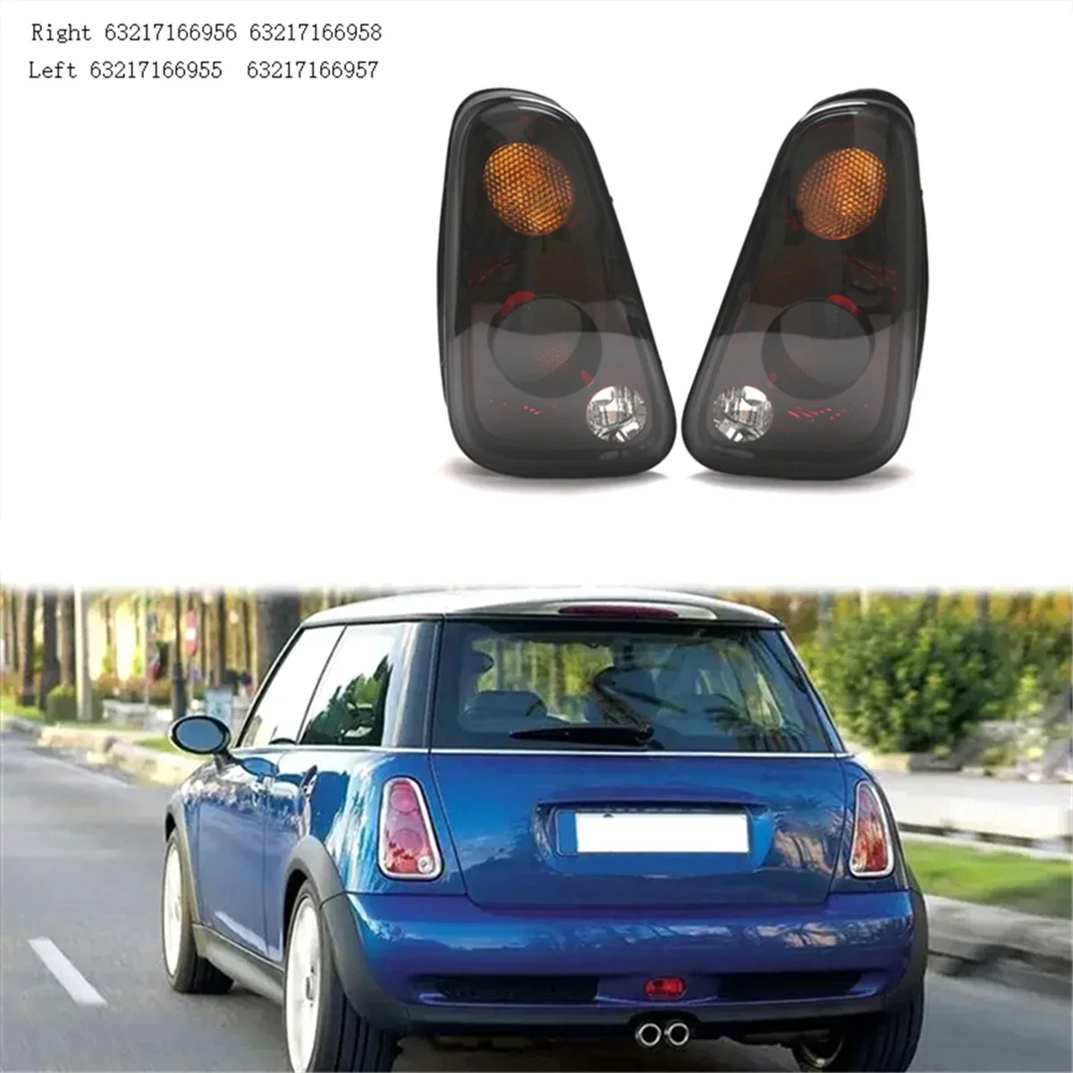 

Pair Tail Light Black For Mini Cooper R50 R52 R53 2005 2006 2007 2008 Rear Taillight Warning Light Reversing Light