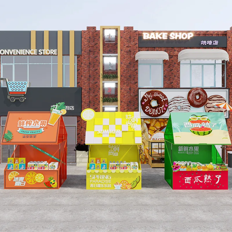 Scenic outdoor stall rack large event merchandise display rack morning market food street movable food stall rack