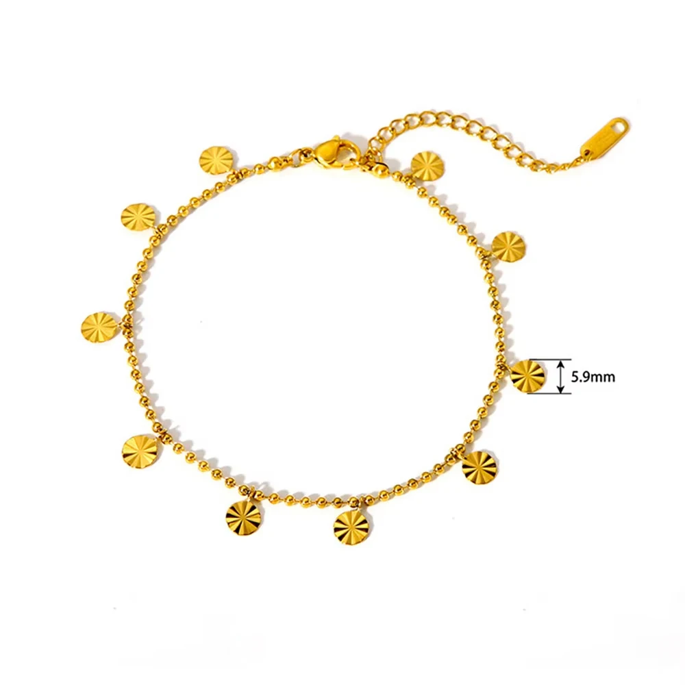 2024 Summer New Gold Color Anklets For Women Stainless Steel Firga Chain Feet Jewelry Layered Link Chain Accessory