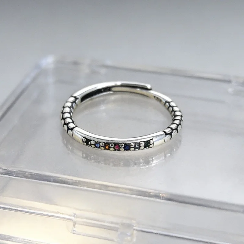 925 Sterling Silver Rings for Women Couple Minimalist Colorful Zircon Ring Fine CZ Jewelry Birthday Gift Prevent Allergy