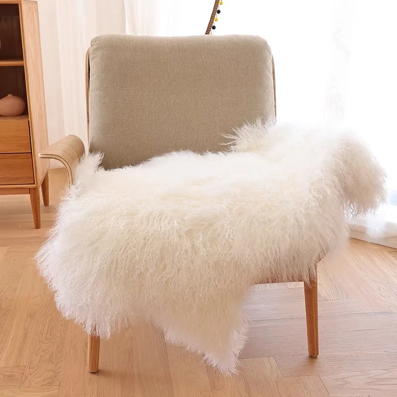 

Soft Long Hair Mongolian Lamb Fur Mat, Bedroom Carpet, Chair Cover, Rug Blanket, CX-D-76