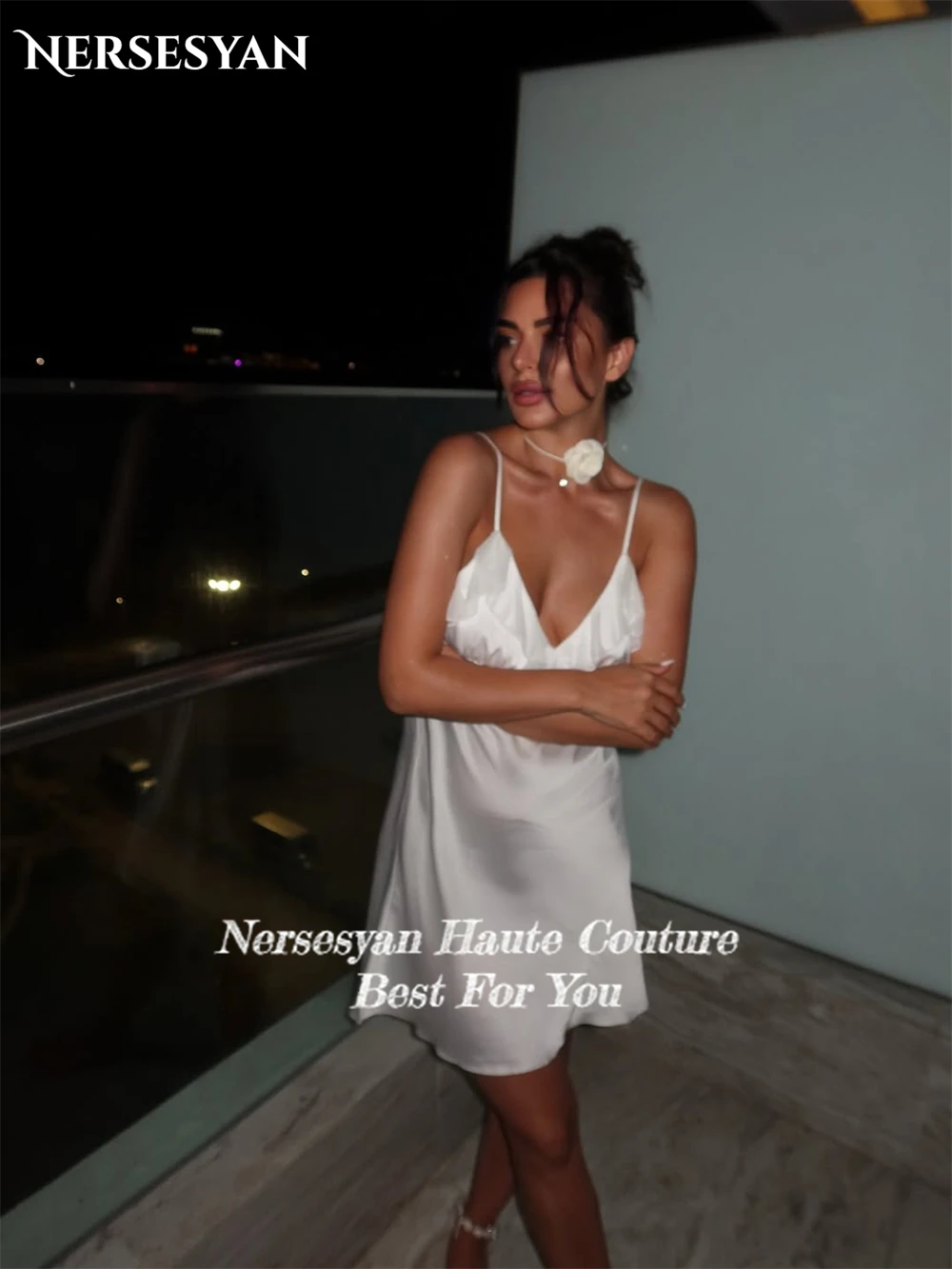 Nersesyan – robe de bal élégante et brillante, bretelles Spaghetti, volants, Mini robe à plusieurs niveaux, robes de fête d'anniversaire, personnalisées