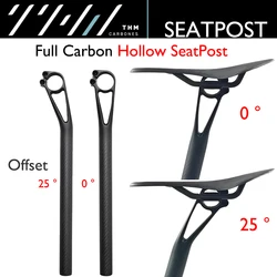 THM 0°/25° Full Carbon Hollow Seat Post, For Road, Gravel, MTB Bicycle Carbon Seat Posts, 27.2/30.8/31.6mm*400mm