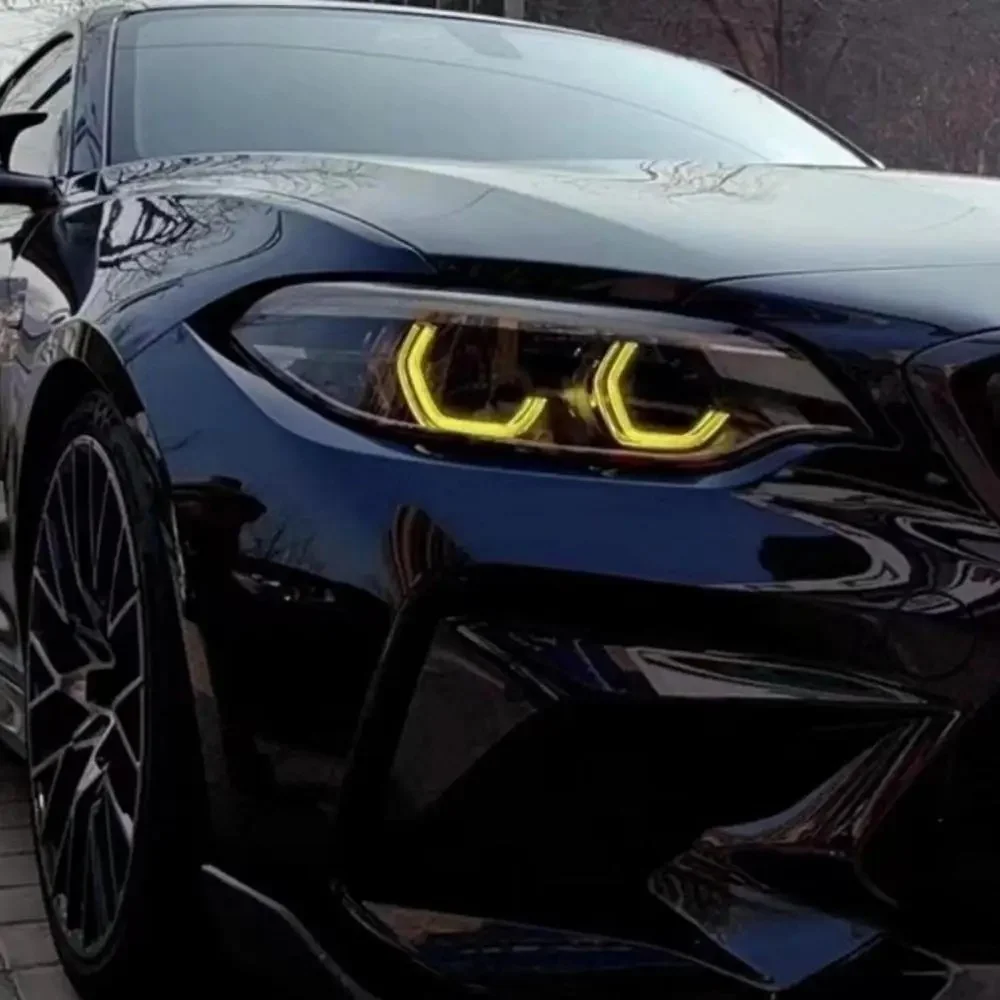 Angel Eyes For 2014-2021 BMW 2 Series  F22 F87 F23 220i 228i M240i Xenon M2 LCI LED Headlight Yellow DRL Daylight