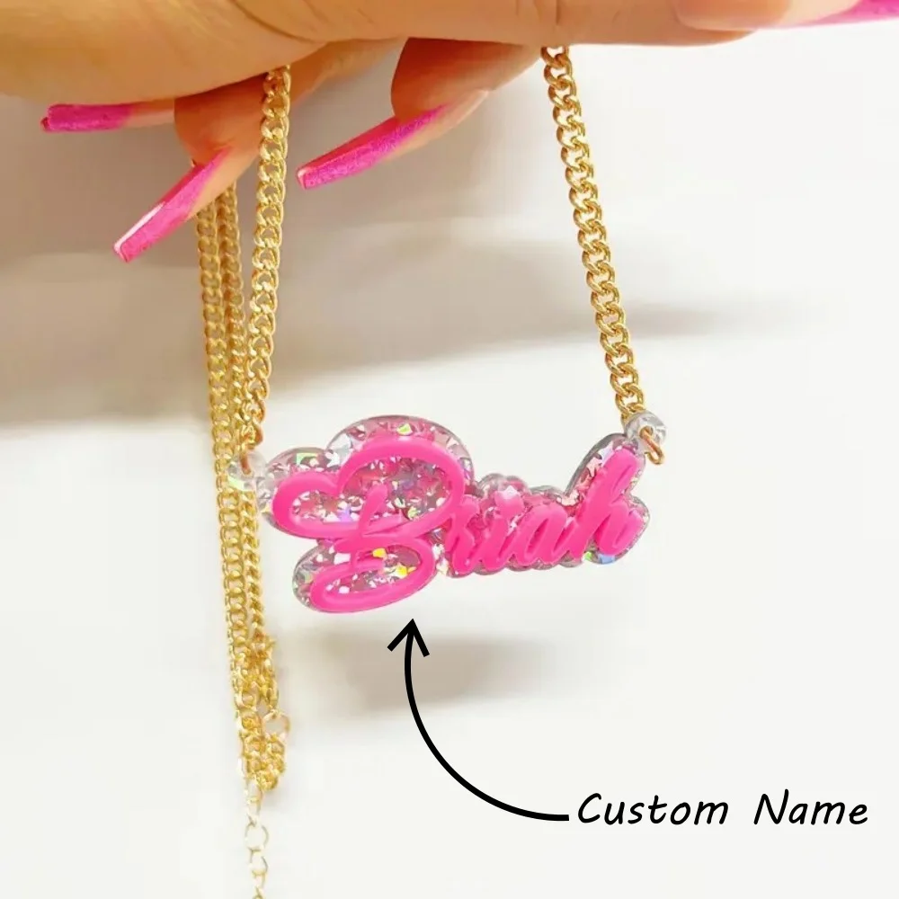 

Custom Name Plate Acrylic Necklace Personalized Name Fashionable Pendant Anniversary Birthday Valentine's Day Surprise for Women