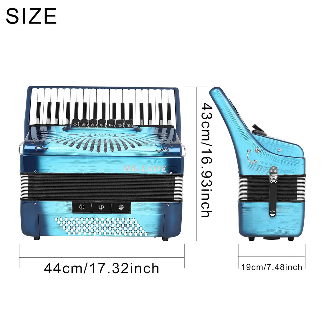 37 Keys 96 Bass Accordion Concertina HK·LADE Professional Accordion Keyboard Instrument for Grading Performance Playing