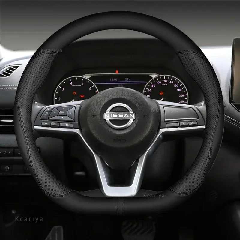 Carbon fiber Car Steering Wheel Cover Nissan Qashqai J11 J10 Leaf X-Trail Tiida Sentra Teana Note Patrol Juke Micra Versa Sylphy