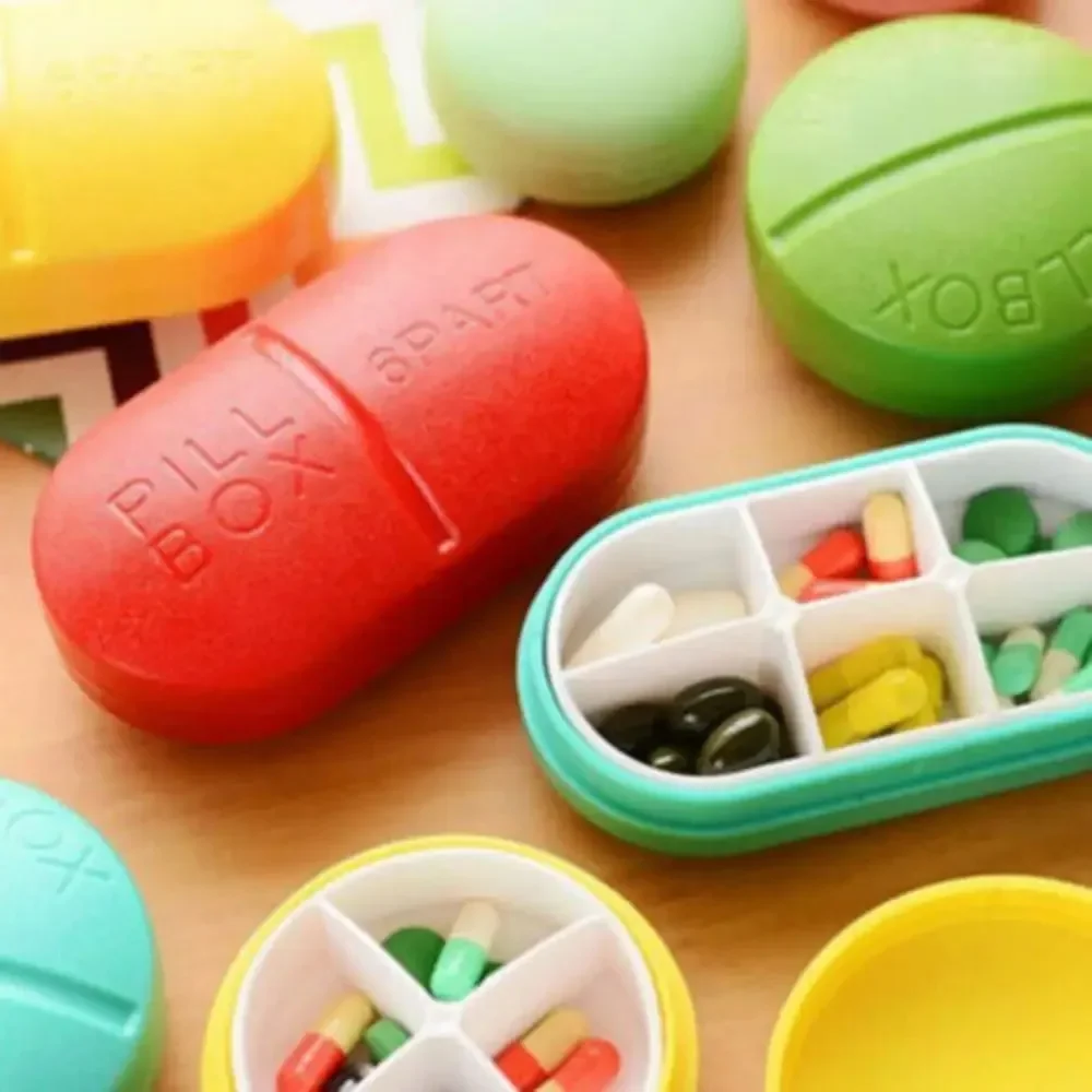 Portable Travel 6-Slot Medical Pill Box Holder 1pc Medicine Case Drug Storage New Compartment Travel Pill Box plastic case