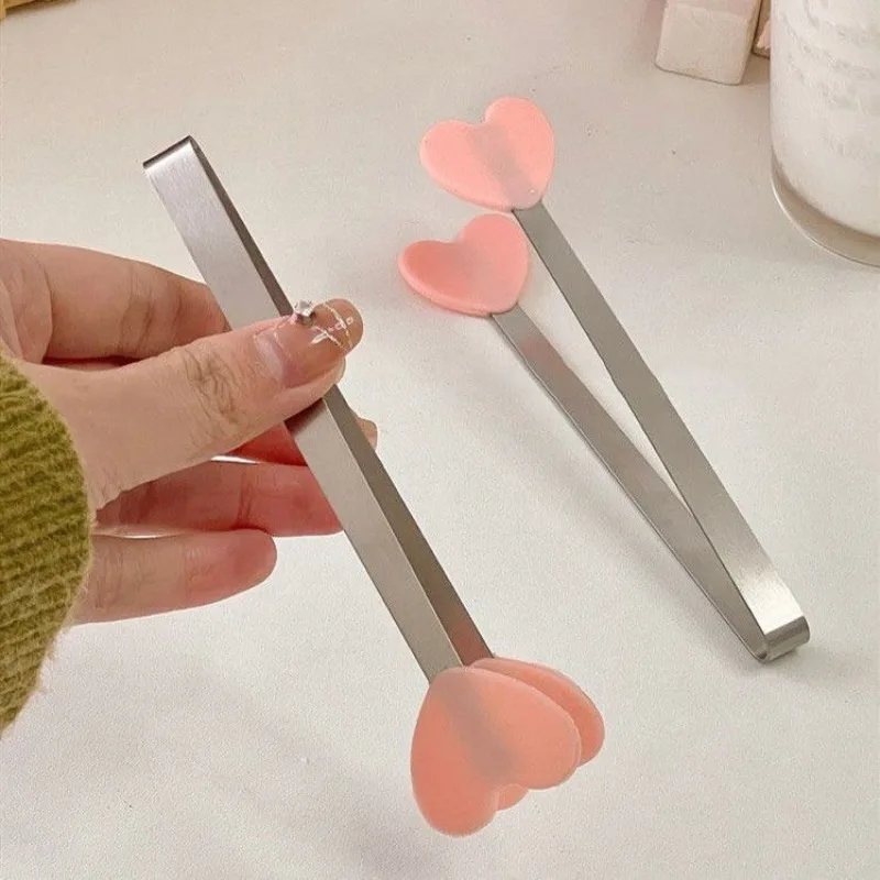 Thick Stainless Steel Ice Cube Tongs with Silicone Tips Multi-purpose Food Clips for Sugar Cube Snack Dessert Kitchen Bar Use