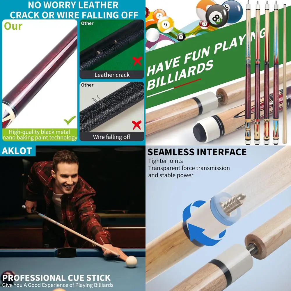 

Professional Canadian Maple Wood Pool Cues Set - 2-Piece Billiard Sticks for Expert Players