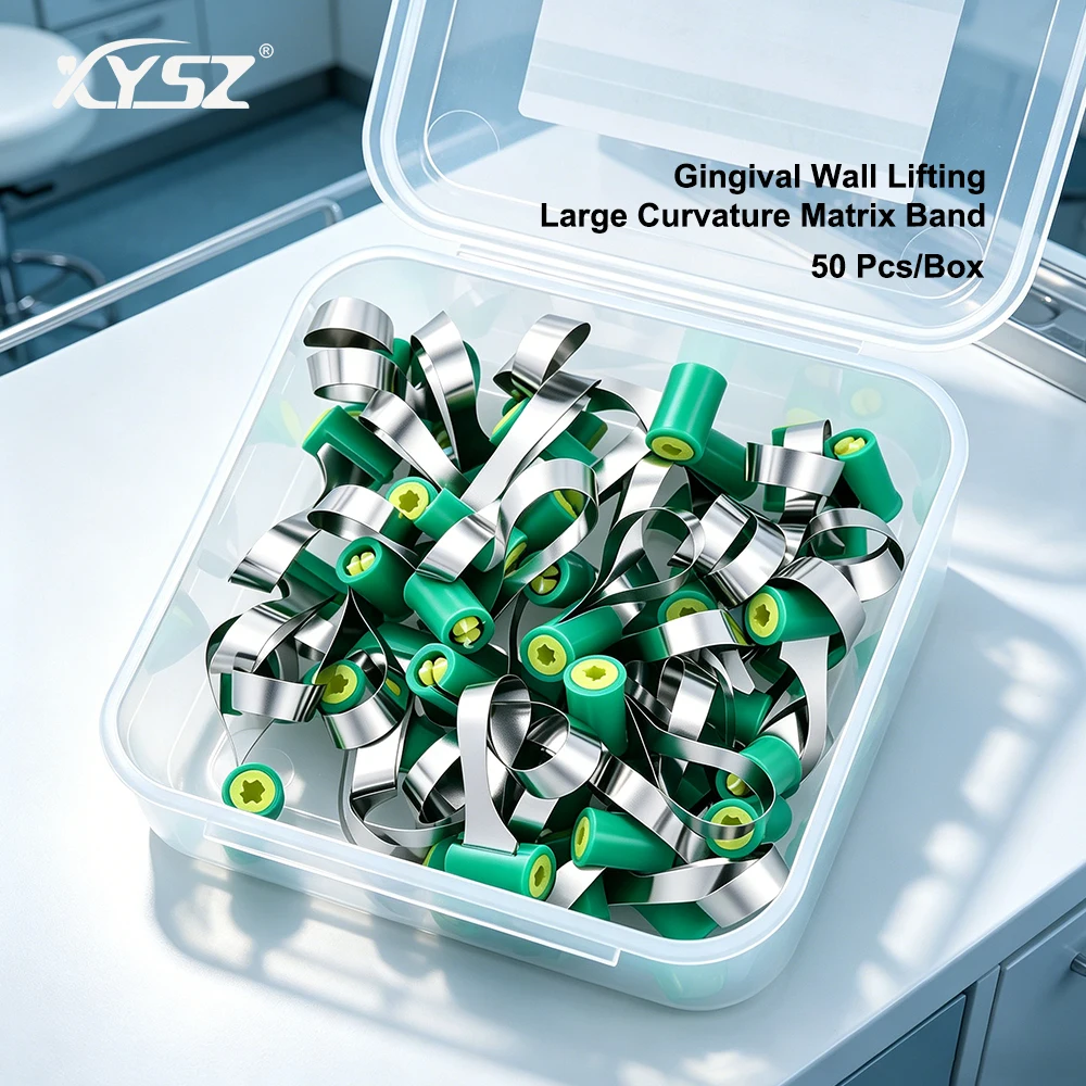 

XYSZ 50Pcs/Box Dental Matrix Band Gingival Wall LiftingLarge Curvature Adjustable Matrix System Matrices Autoclavable Dental