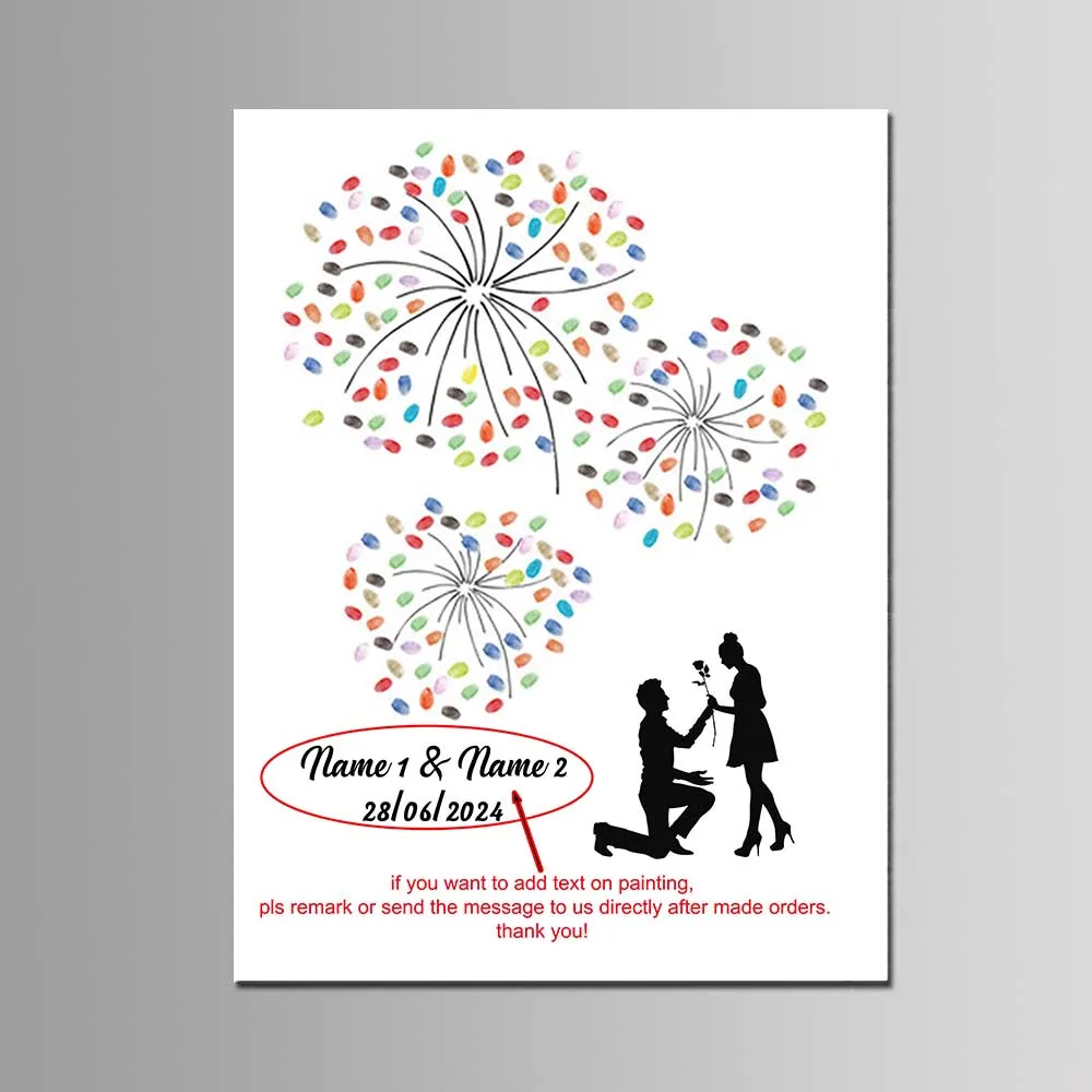 

Custom Name Date DIY Fingerprint Signature Guest Book Unframed Canvas Painting For Wedding Ceremony Party Decor Anniversary Gift