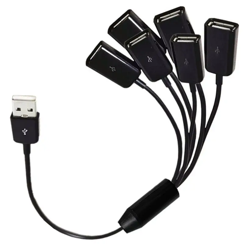 USB Charging Cable 2.0 Data Cable Car/Car/Power Connection Cable Computer USB Cable 1-Point 6-Wire USB 2.0 AM/6 * AF 0.5M