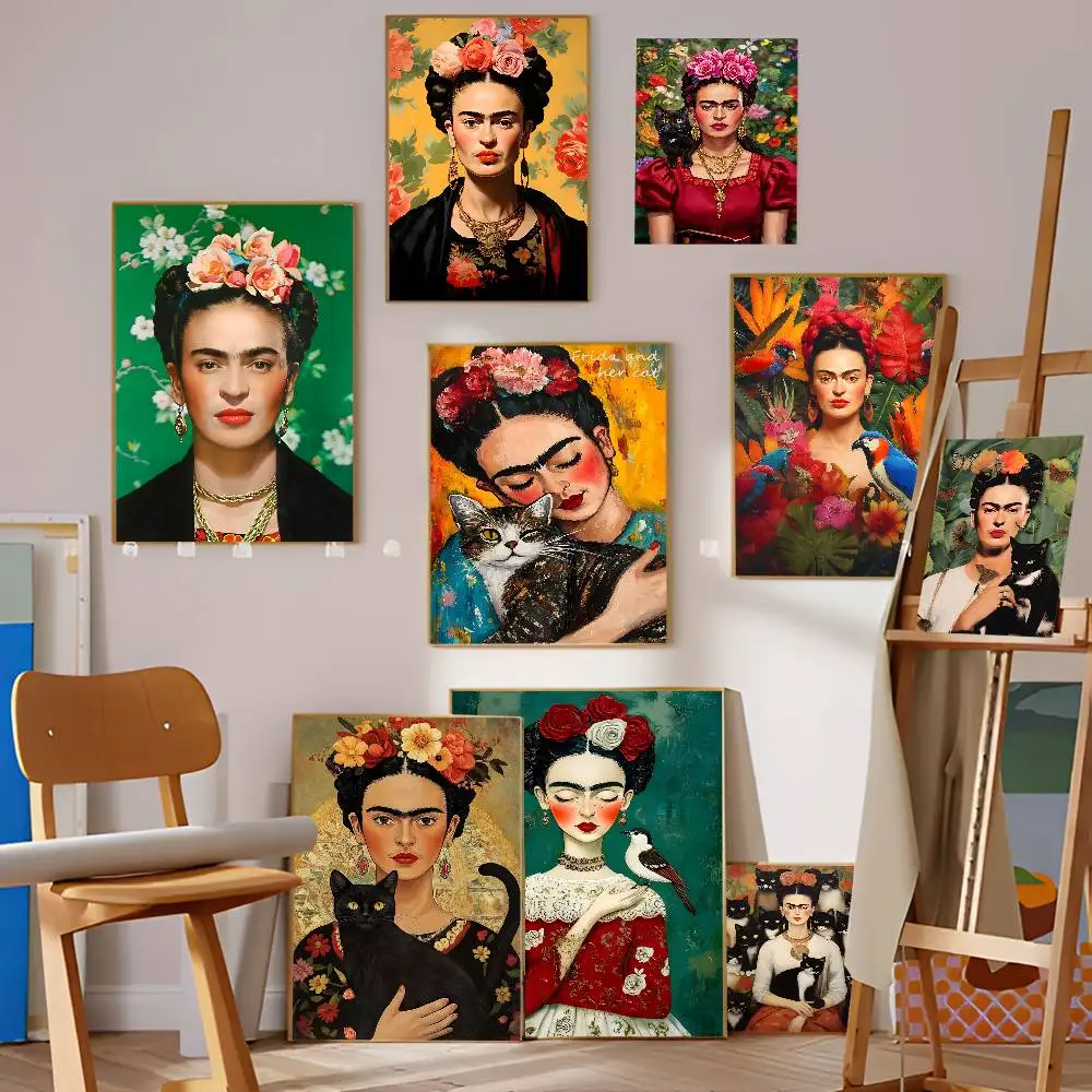 F-Frida K-Kahlo Anime Posters Sticky Whitepaper Prints Posters Artwork Kawaii Room Decor