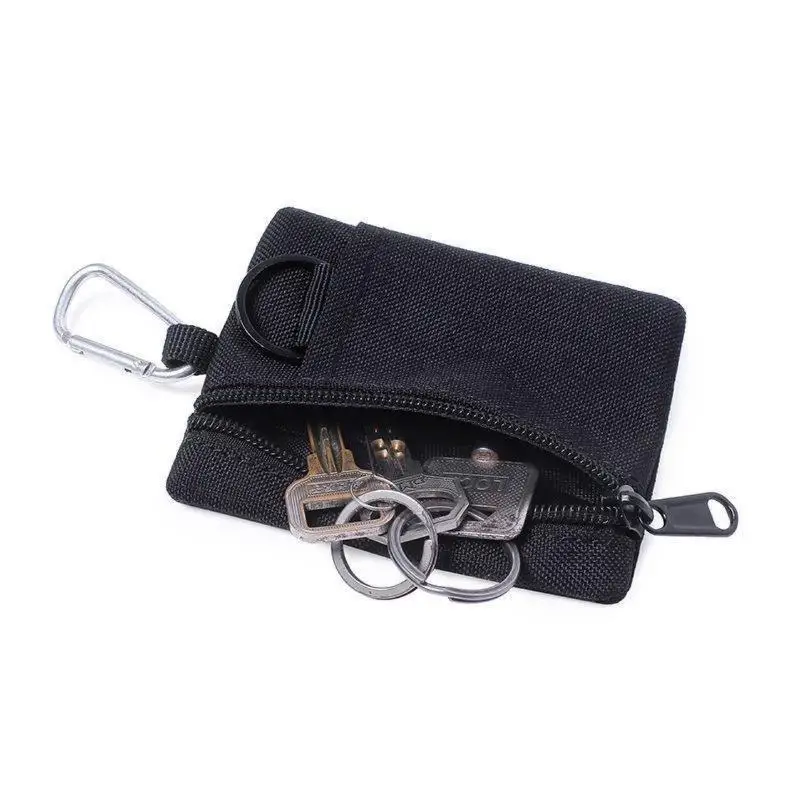 Mini Coin Purse Key Pouch, Casual Style Nylon Zipper Sports Storage Bag Polyester Small Hanging Card Holder For Daily Hiking