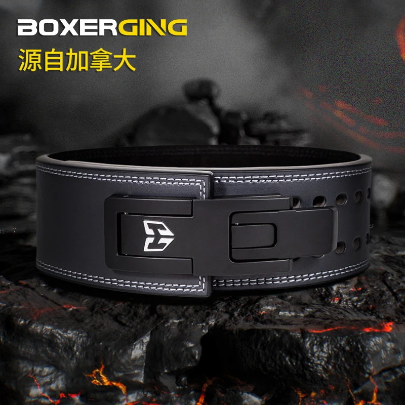 Men's Powerlifting Belt with Quick Release - Genuine Leather Lever Belt for Squat Deadlift & Lifts, Bodybuilding Gear